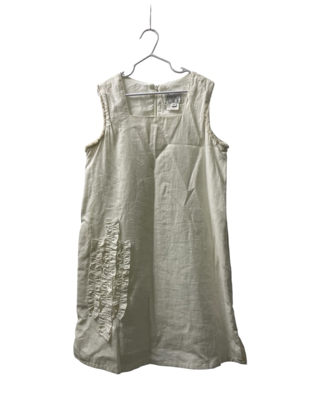 Blush By US Angels Cream Linen A-Line Dress